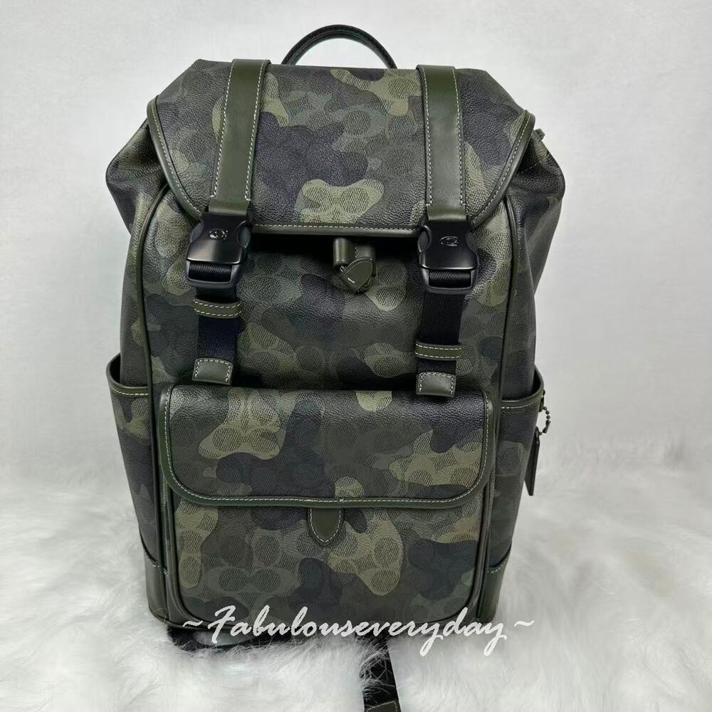 COACH MEN'S Signature Camo League Flap Backpack In Signature Camo CAF98 NWT
